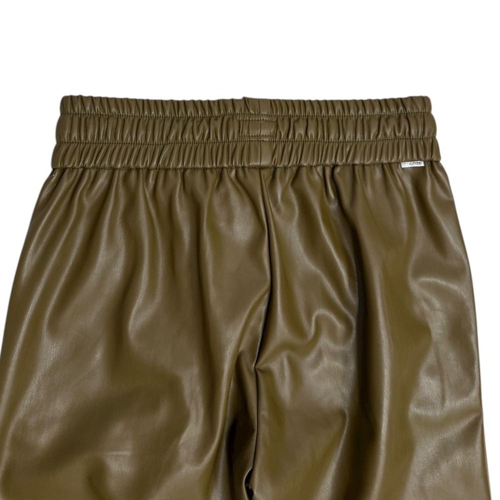 NEW Mother The Rambler Lounger Ankle Pants Size L Faux Leather Tan Olive Green - Picture 5 of 9